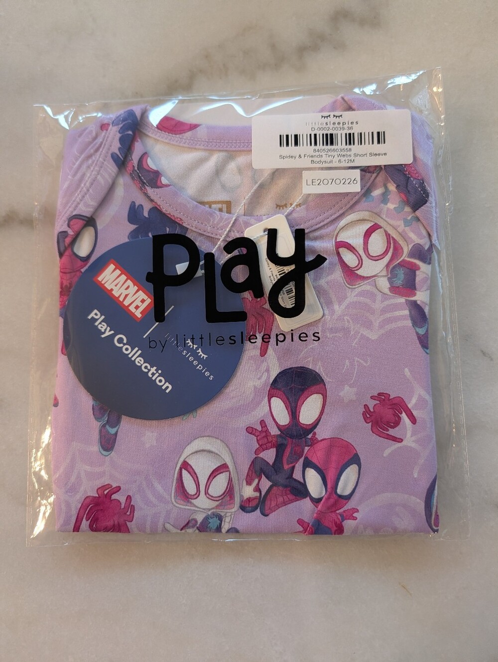 NIB Little Sleepies Tiny Web Short Sleeve Bodysuit 6-12m